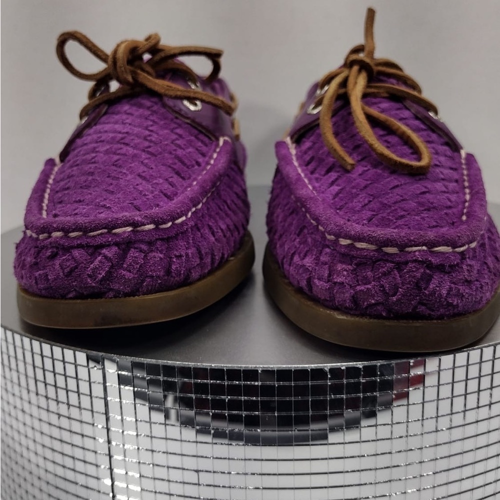 Sperry Purple Woven Loafers with Brown Laces size 11 pre owned Exellent c - Picture 2 of 8